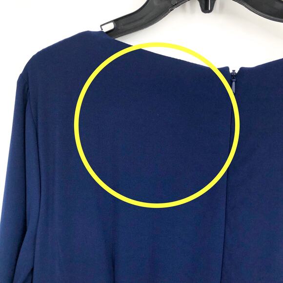 ALEX EVENINGS Round Embellished Cuff Gown Size 18 Navy Blue Keyhole Neck Ruched - Picture 10 of 13